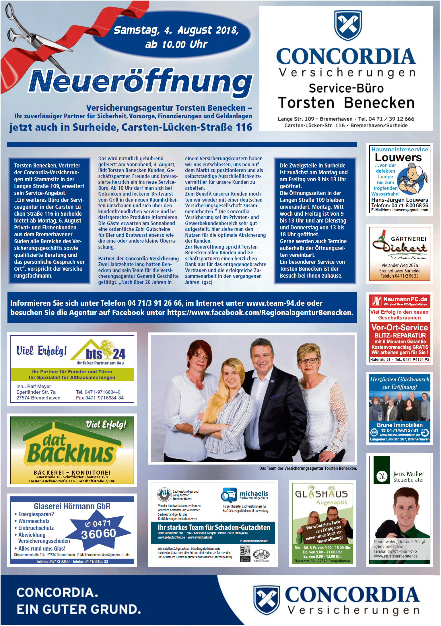 Neueröffnung Versicherungsagentur Torsten Benecken Neueröffnung Versicherungsagentur Torsten Benecken